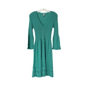 Bell Sleeve Knit Midi Dress - Green - EU 48